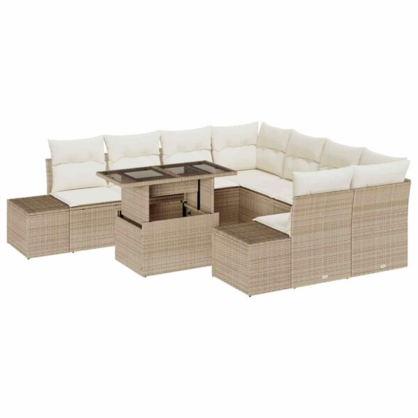 vidaXL Ensemble de canapé de jardin 9 Pièces Beige et crème polyrotin