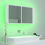vidaXL Armoire salle de bain à miroir LED Blanc 90x12x45 cm Acrylique