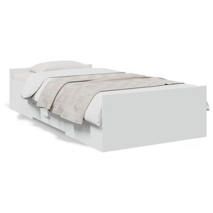 vidaXL Cadre de lit avec tiroirs sans matelas blanc 90x190 cm