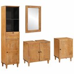 vidaXL Ensemble de mobilier de salle de bain avec tiroir 4 Pièces Marron