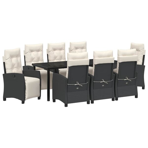 vidaXL Ensemble de salle à manger pour jardin 9 pc Noir polyrotin