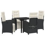vidaXL Ensemble de salle à manger de jardin 5 pièces avec coussins noirs en poly rattan