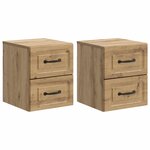 vidaXL Cabinet de chevet mural 2 pc Chêne artisanal 34 5 x 33 x 40 cm
