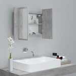 vidaXL Armoire de salle de bain à miroir LED Gris béton Acrylique