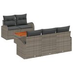 vidaXL Set de canapé de jardin gris 6 Pièces Gris Moyen Rotin  Tissu