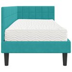 vidaXL Cadre de lit d'angle avec matelas 2 Pièces Turquoise Velours
