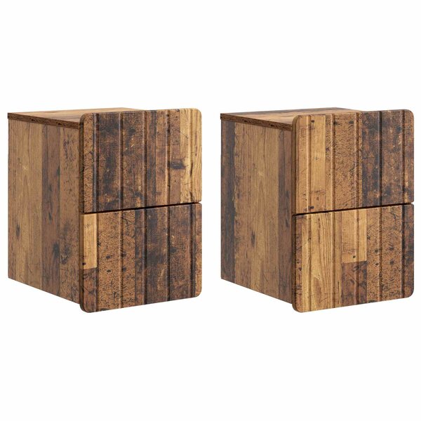 vidaXL Cabinet de chevet mural 2 Pièces Bois ancien 33 x 34 5 x 43 cm