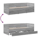 vidaXL Lit de jour avec tiroirs sans matelas sonoma gris 75x190 cm