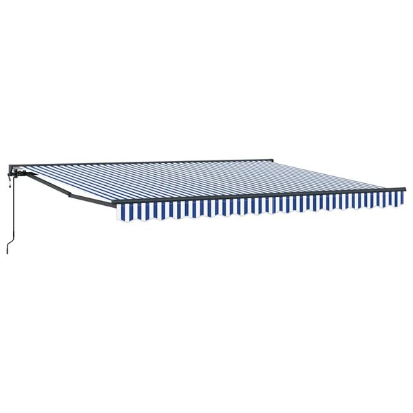vidaXL Auvent Rétractable Bleu et blanc 350 x 250 cm Tissu  Métal