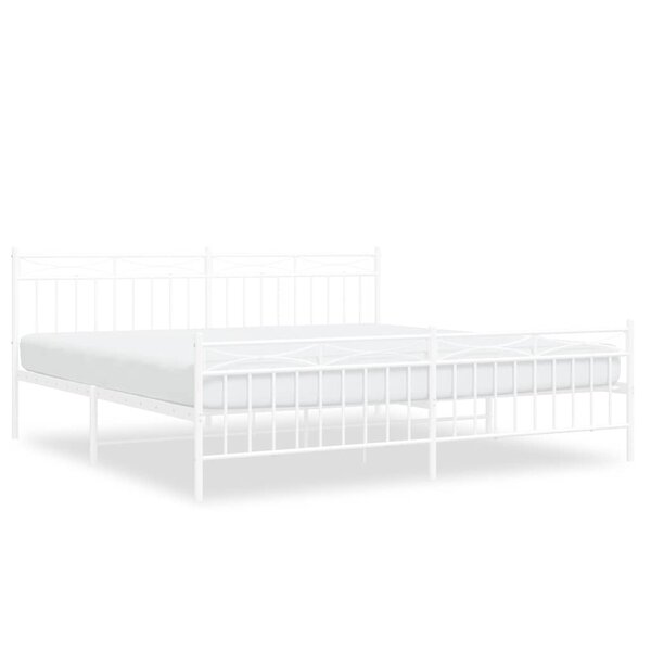 vidaXL Cadre de lit métal sans matelas et pied de lit blanc 193x203 cm
