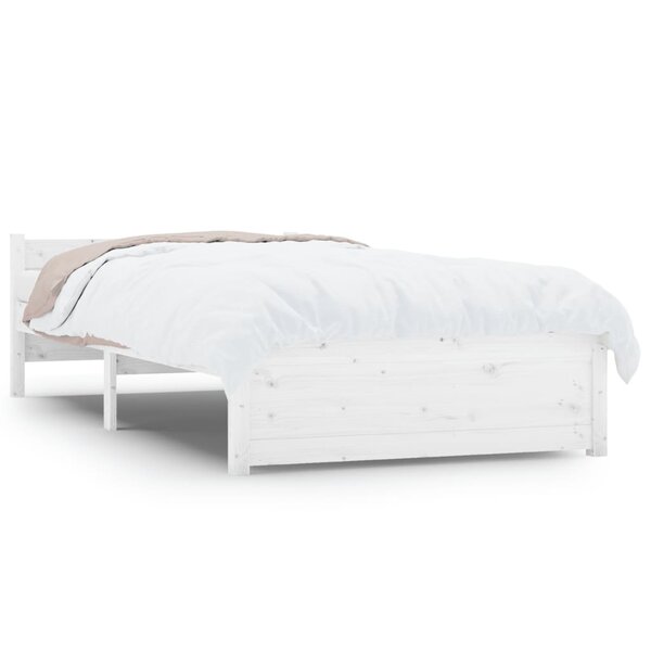 vidaXL Cadre de lit Blanc Bois massif 75x190 cm Petit simple