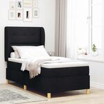 vidaXL Lit à ressorts avec matelas Noir 190 x 90 cm tissu