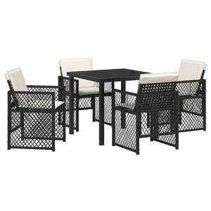 vidaXL Ensemble de salle à manger pour jardin 5 Pièces Noir polyrotin