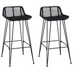vidaXL Tabouret de bar 2 Pièces Noir 44 x 46 x 91 cm Rattan et Acier