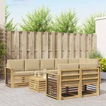 vidaXL Ensemble de canapés d'extérieur 9 Pièces Blanc et Beige