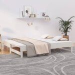 vidaXL Lit coulissant Blanc 2x(100x200) cm Bois de pin massif