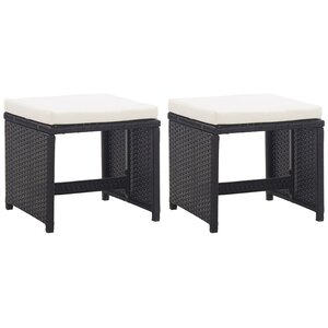 vidaXL Tabourets de jardin 2 Pièces avec coussins Résine tressée Noir