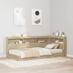 vidaXL Lit Bibliothèque Chêne sonoma 100 x 200 cm Bois d'ingénierie