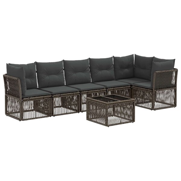 vidaXL Ensemble de canapé de jardin 7 Pièces Gris polyrotin
