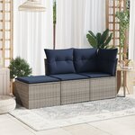 vidaXL Tabouret de jardin avec coussin gris 55x55x37 cm résine tressée