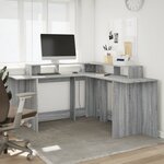vidaXL Bureau et lumières LED sonoma gris 152x152x91cm bois ingénierie
