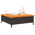 vidaXL Table de jardin noir 70x70x25 cm résine tressée et bois acacia