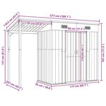 vidaXL Abri de jardin avec toit prolongé anthracite 277x107x181 cm