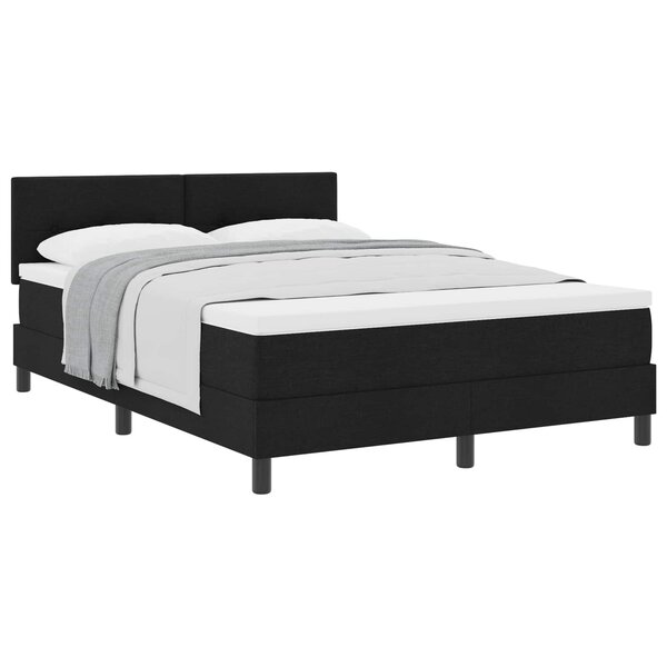 vidaXL Lit à ressorts avec tête de lit Noir 160 x 200 cm tissu