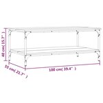 vidaXL Table basse chêne fumé 100x55x40 cm bois d'ingénierie