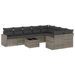 vidaXL Salon de jardin avec coussins 10 Pièces gris résine tressée