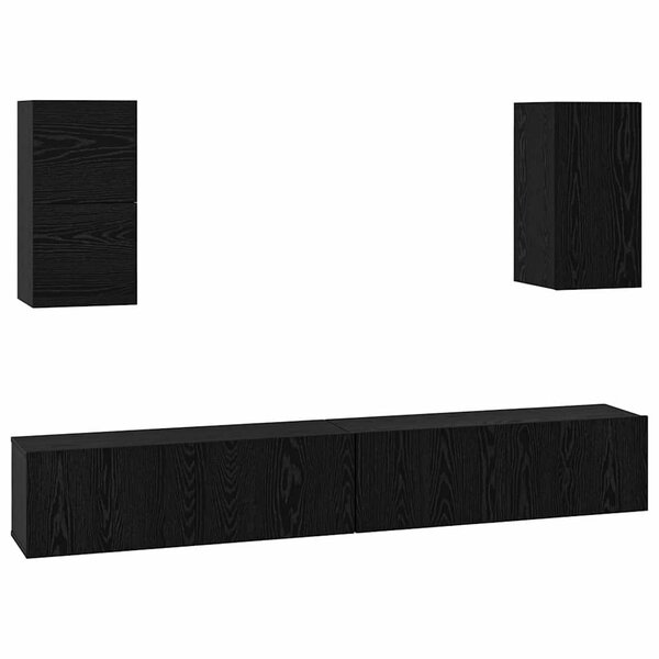 vidaXL Meuble TV mural 6 Pièces Chêne noir Bois d'ingénierie
