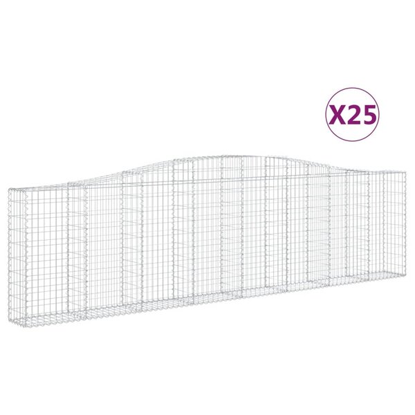 vidaXL Paniers à gabions arqués 25 Pièces 400x30x100/120 cm Fer galvanisé