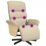 vidaXL Fauteuil inclinable de massage avec repose-pieds crème tissu