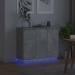 vidaXL Buffet LED Gris béton 90 x 32 x 75 cm Bois d'ingénierie