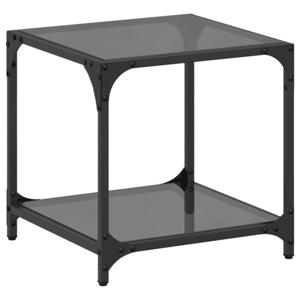 vidaXL Table basse avec dessus en verre noir 40x40x40 cm acier