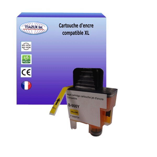 Cartouche compatible avec Brother LC900 pour Brother FAX 1835C, FAX 1840C, FAX 1940CN, FAX 2440C - Jaune  – T3AZUR