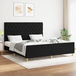 vidaXL Cadre de lit avec tête de lit Noir 160x200 cm Tissu
