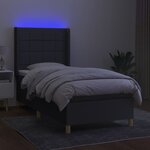vidaXL Sommier à lattes de lit matelas LED Gris foncé 90x190cm Tissu