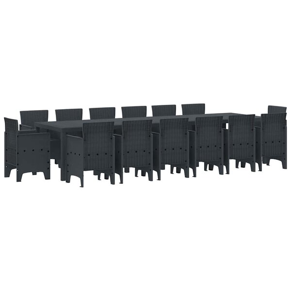 vidaXL Ensemble de salle à manger pour jardin 15 Pièces Anthracite