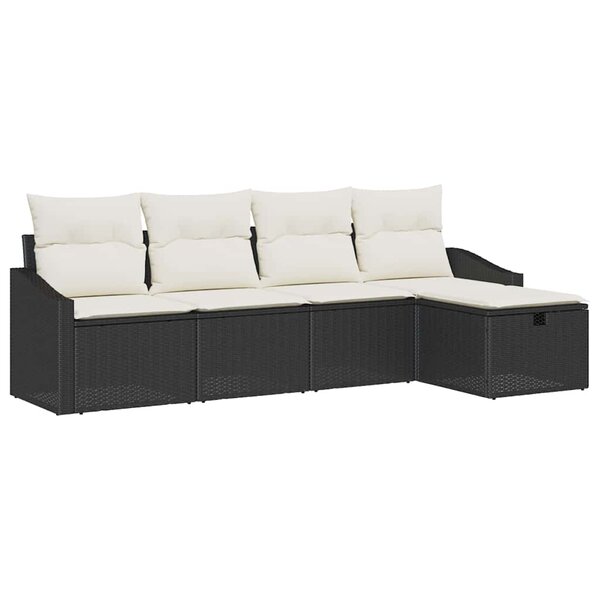 vidaXL Ensemble de canapé de jardin 5 Pièces Noir 233 x 117 x 85 cm