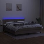 vidaXL Sommier à lattes de lit avec matelas LED Taupe 180x200 cm Tissu
