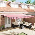 vidaXL Auvent Rétractable Rayure rouge et blanche 500x300 cm