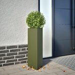 vidaXL Jardinières 2 Pièces vert olive triangulaire 30x26x75 cm acier