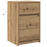 vidaXL Table de chevet avec lumières LED Chêne artisanal Bois reconstitué