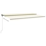 Vidaxl auvent manuel rétractable avec led 600x300 cm crème