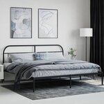 vidaXL Cadre de lit métal sans matelas avec tête de lit noir 200x200cm