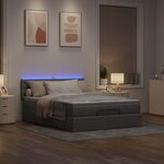 vidaXL Lit ottoman avec matelas et LED taupe 140x190 cm tissu