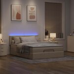 vidaXL Lit ottoman avec matelas et LED crème 140x200 cm tissu