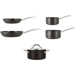 MENASTYL 7930148 - Lot 5 pièces prune: 2 Casseroles 16cm et 20cm,2 poêles 24cm et 28cm, Faitout 24cm-Tous feux dont induction