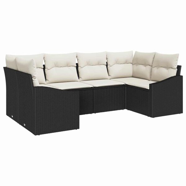 vidaXL Ensemble de canapé de jardin avec coussin 6 Pièces Noir et Crème